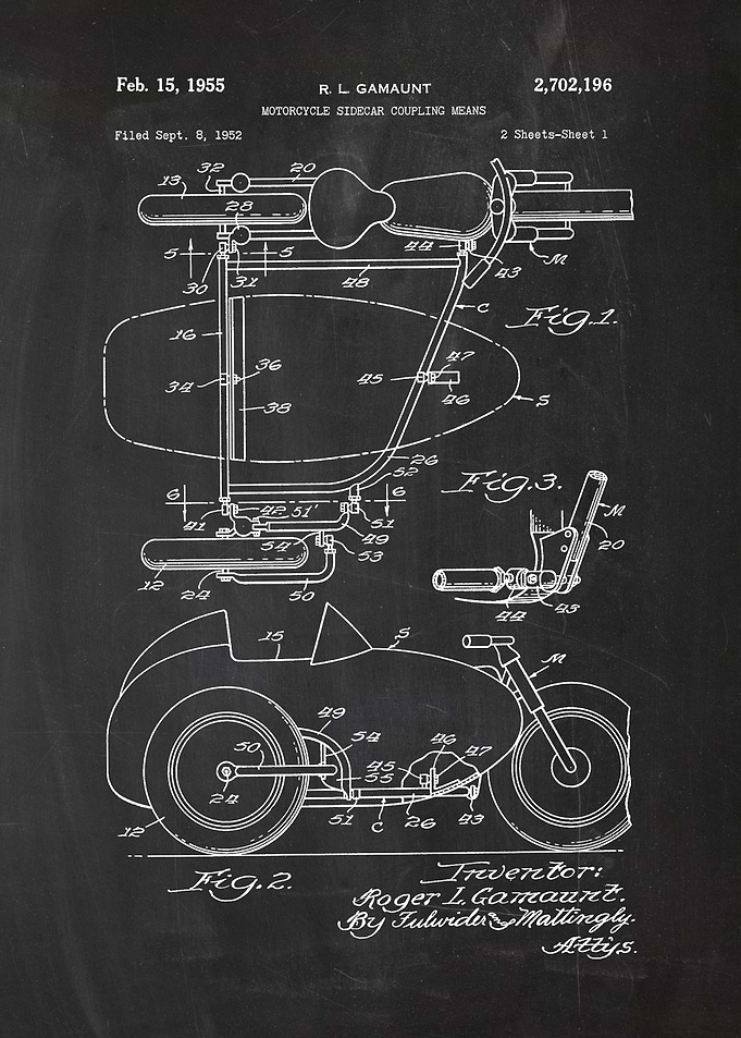 1952 Motorcycle Sidecar Coupling Means - Patent