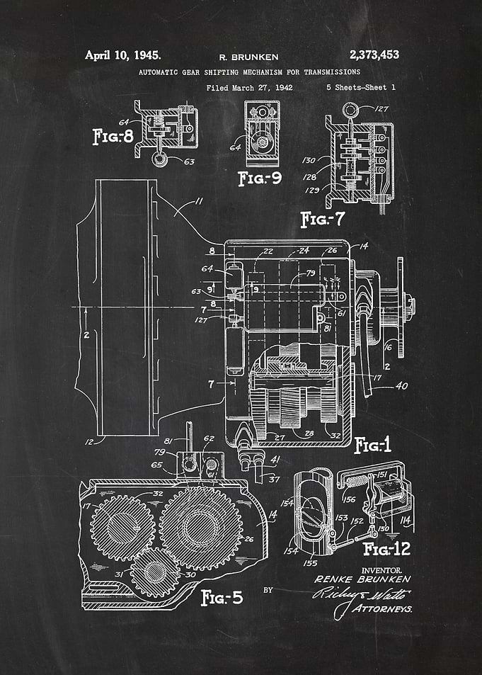 1942 Automatic Gear Shifting - Patent Drawing #3