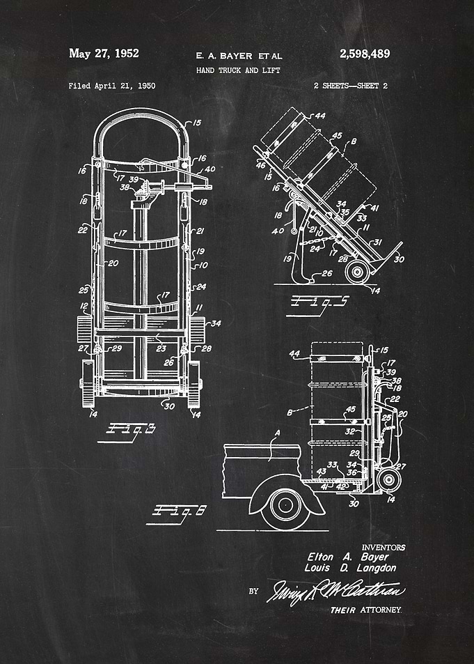 1950 Hand Truck and Lift #2 - Patent Drawing