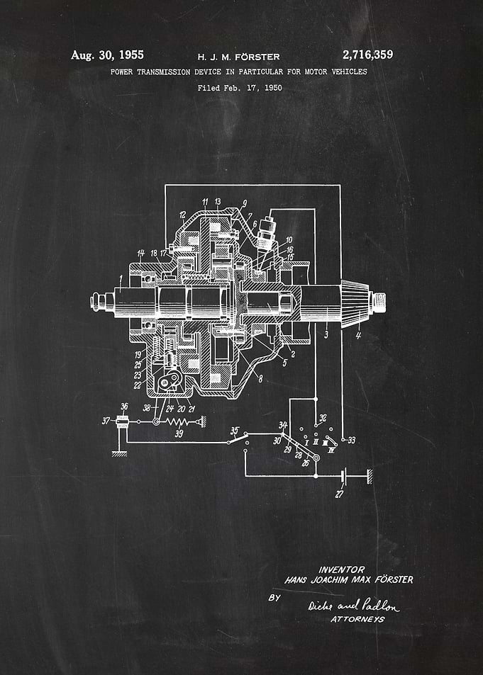 1950 Power Transmission Device - Patent Drawing