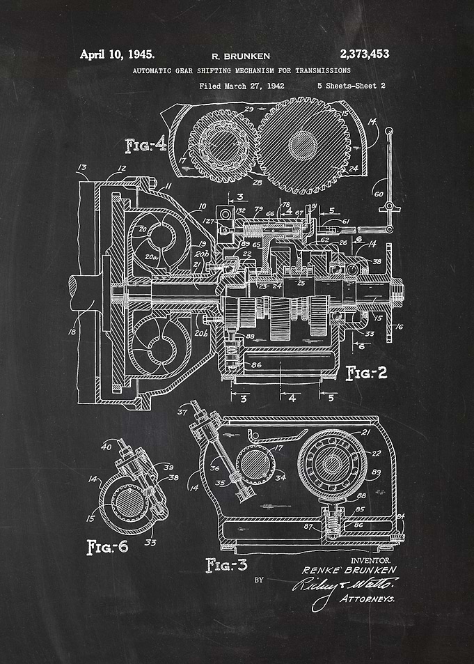 1942 Automatic Gear Shifting - Patent Drawing #2