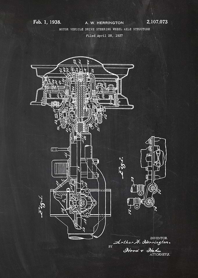 1937 Motor Vehicle Drive Steering Wheel Axle Struc