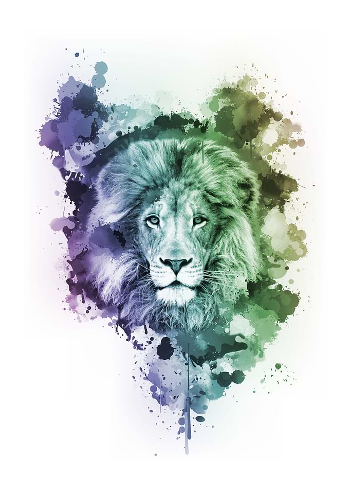 Inked Safari - Colorful Lion