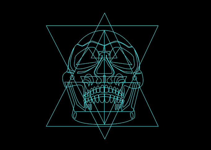 Skull icon geometric, neon color