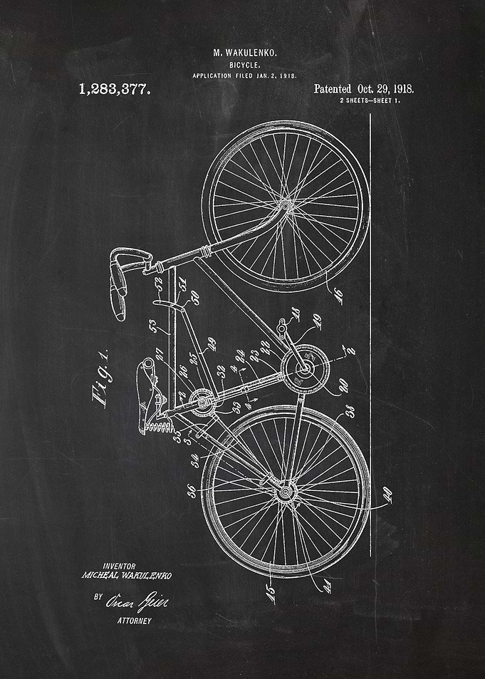 1918 Bicycle - Patent Drawing