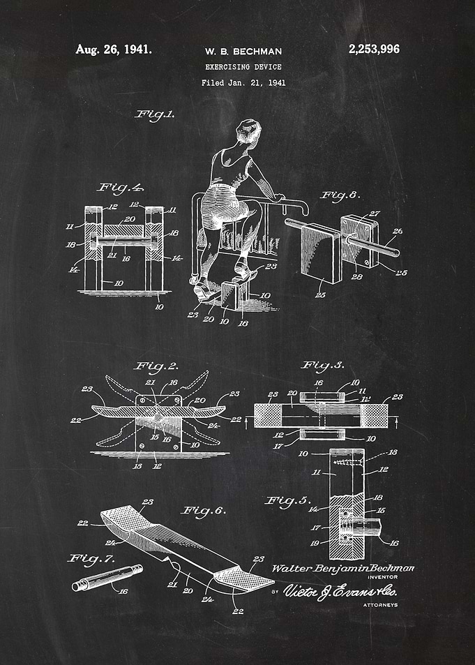1941 Exercising Device - Patent Drawing