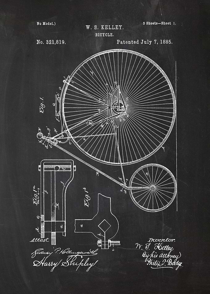 1885 Bicycle - Patent Drawing