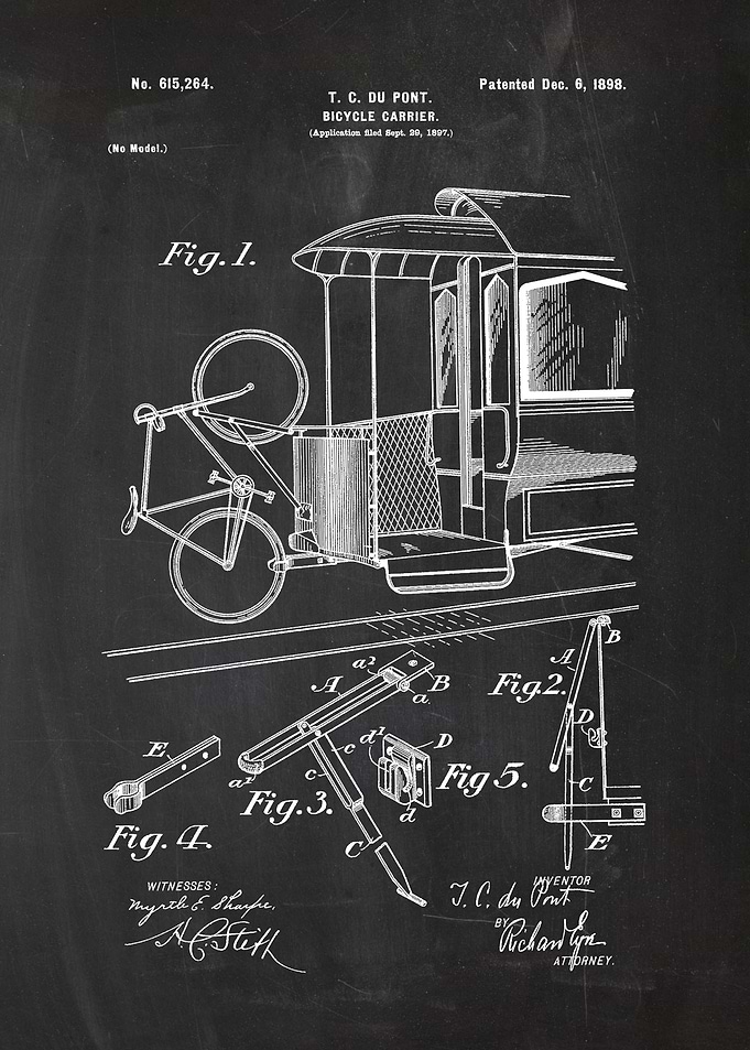 1897 Bicycle Carrier - Patent Drawing