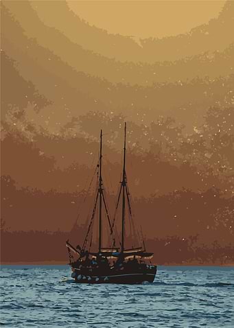 Ship in the Sunset