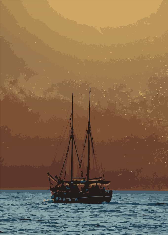 Ship in the Sunset