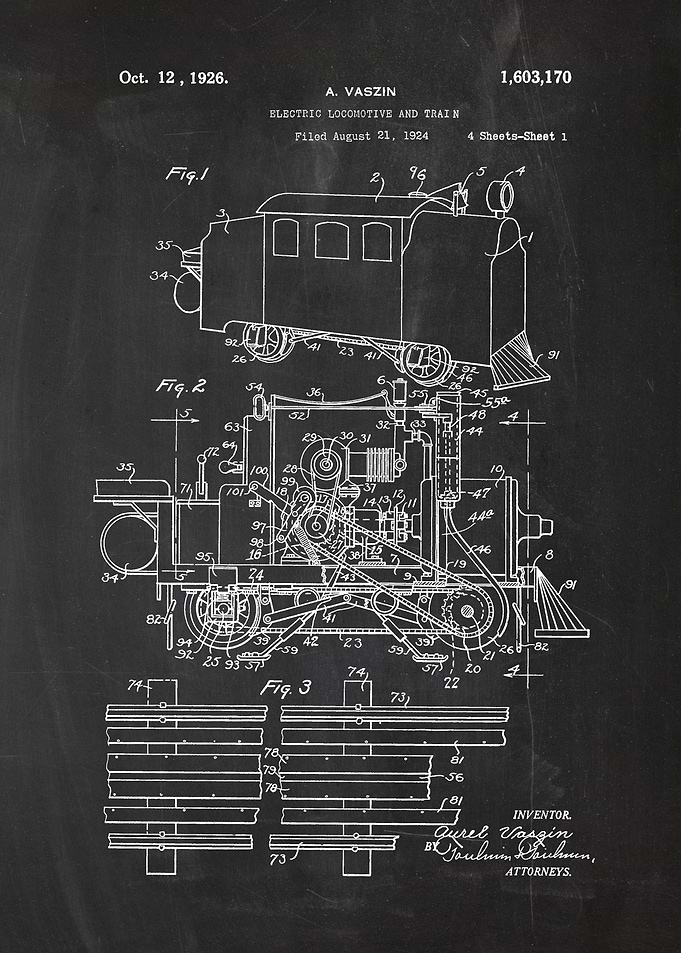 1924 Electric Locomotive and Train - Patent