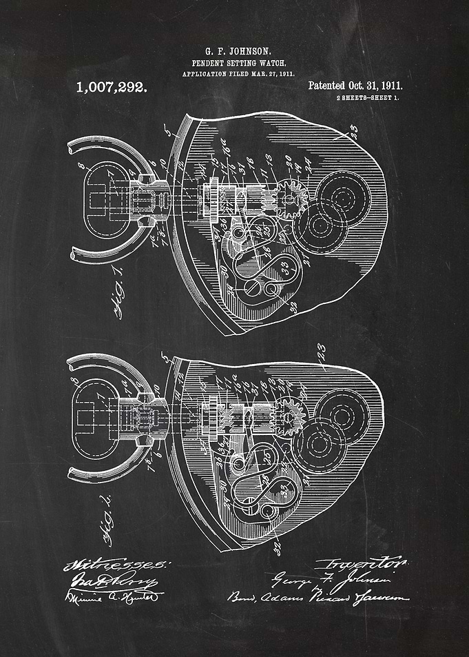 1911 Pendent Setting Watch - Patent Drawing