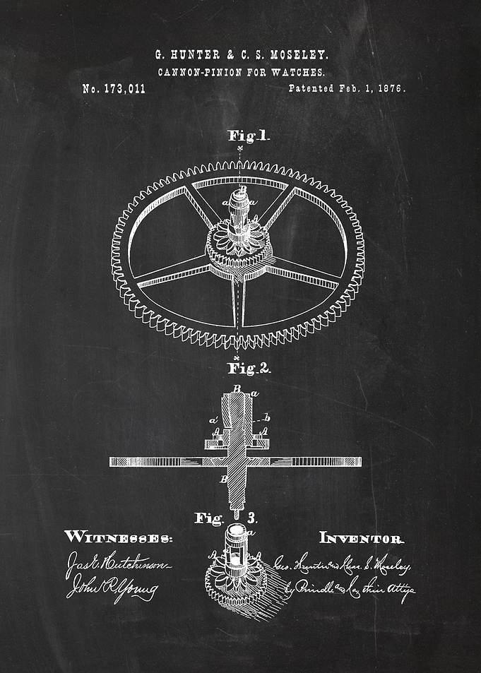1876 Cannon-Pinion for Watches - Patent Drawing