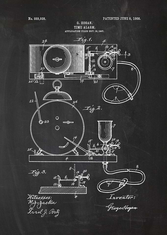 1907 Time Alarm - Patent Drawing