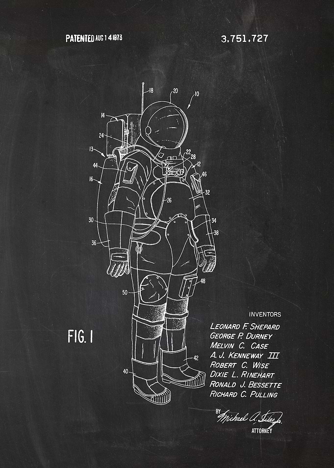 1973 Space Suit - Patent Drawing