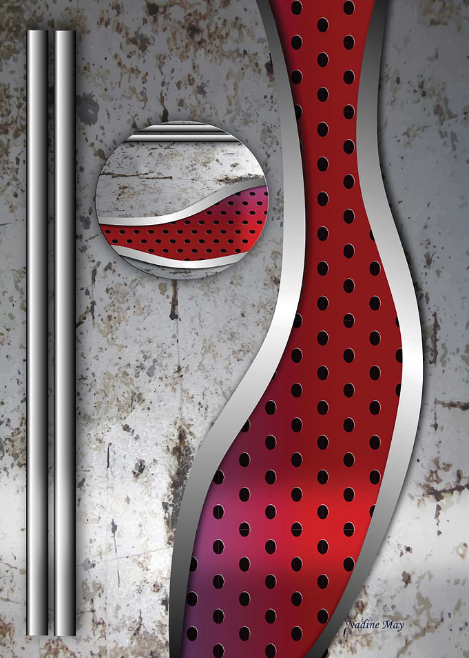 Red Grey Melal Look design