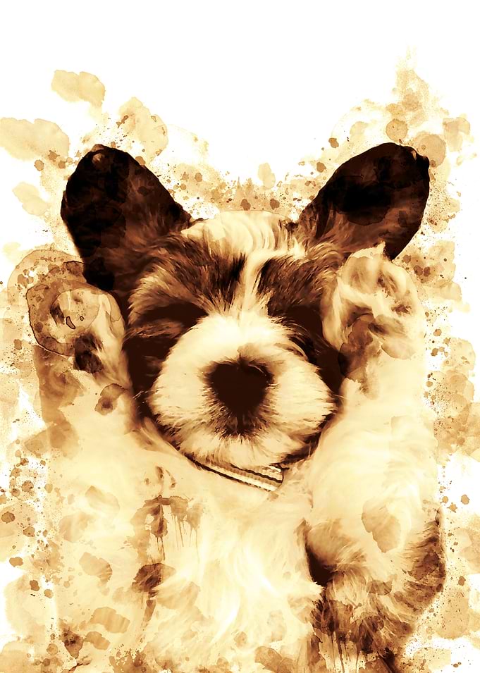 Puppy Dog Coffee Style Painting