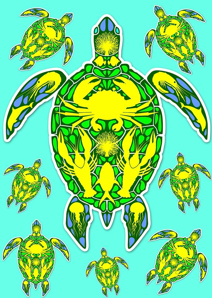 Sea Turtle Reef Marine Life Abstract Symbol Tattoo
