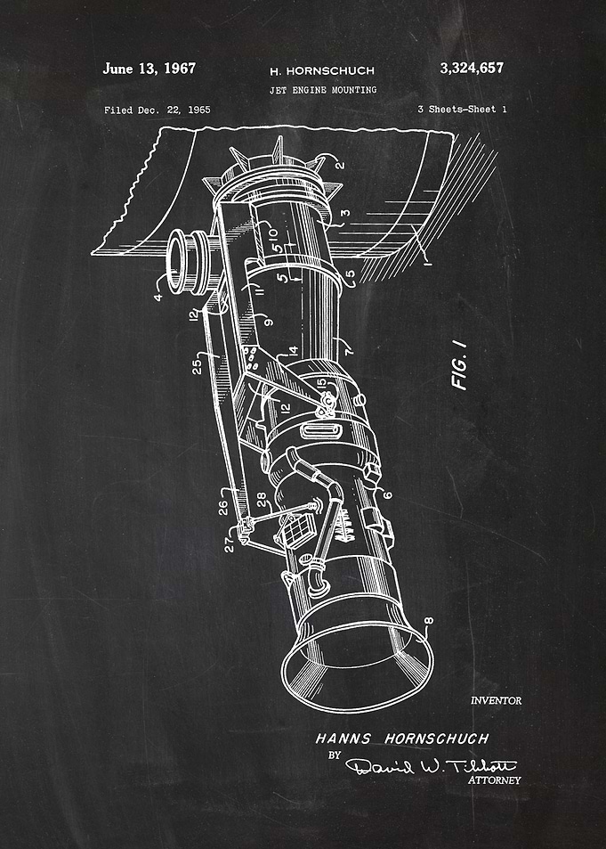 1965 Jet Engine Mounting - Patent Drawing