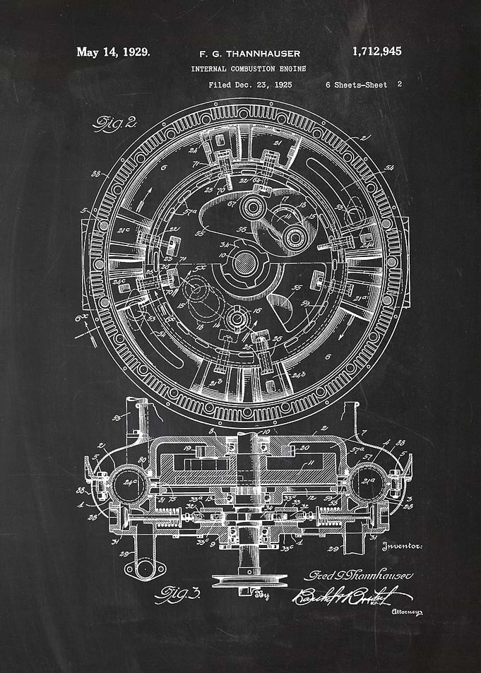 1925 Internal Combustion Engine - Patent Drawing