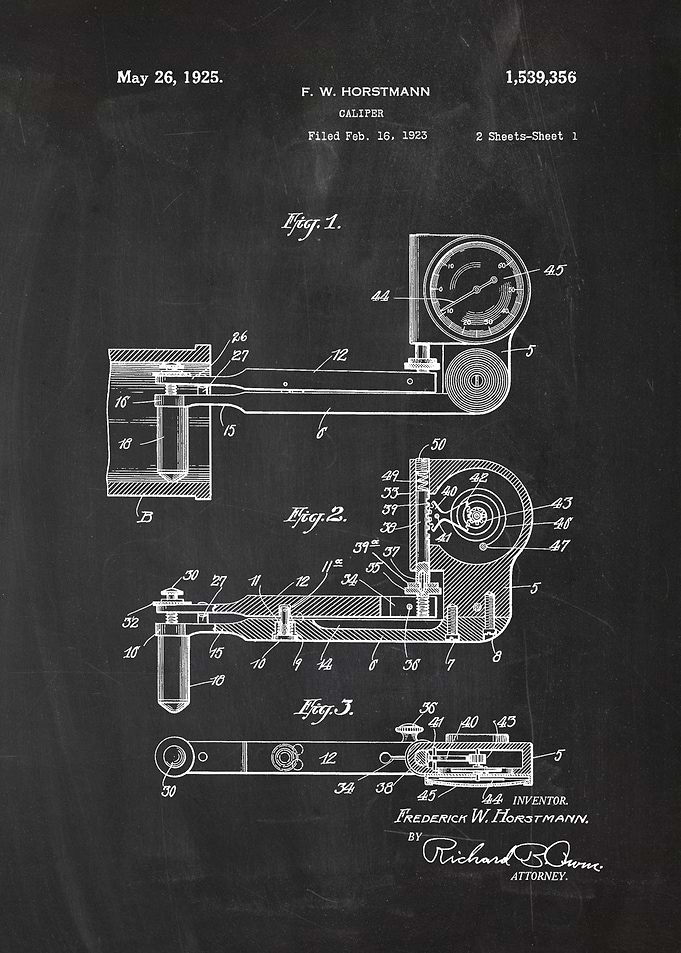 1923 Caliper - Patent Drawing
