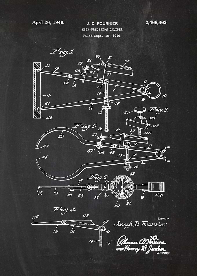 1946 High Precision Caliper - Patent Drawing