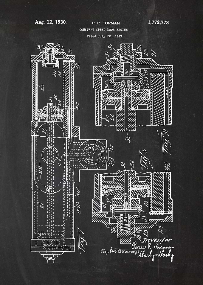1927 Constant Speed Door Engine - Patent Drawing