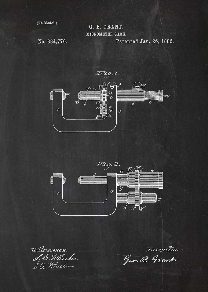 1886 Micrometer Gage - Patent Drawing