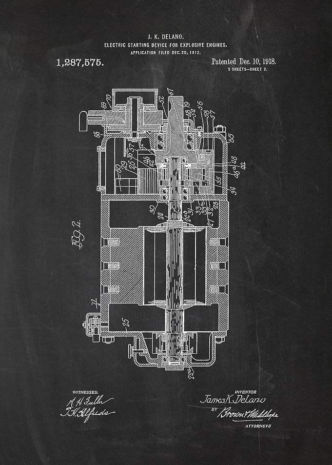 1918 Electric Starting Device for Explosive Engine