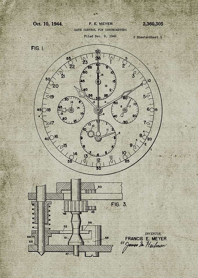 1942 Date Control for Chronometers -Patent Drawing