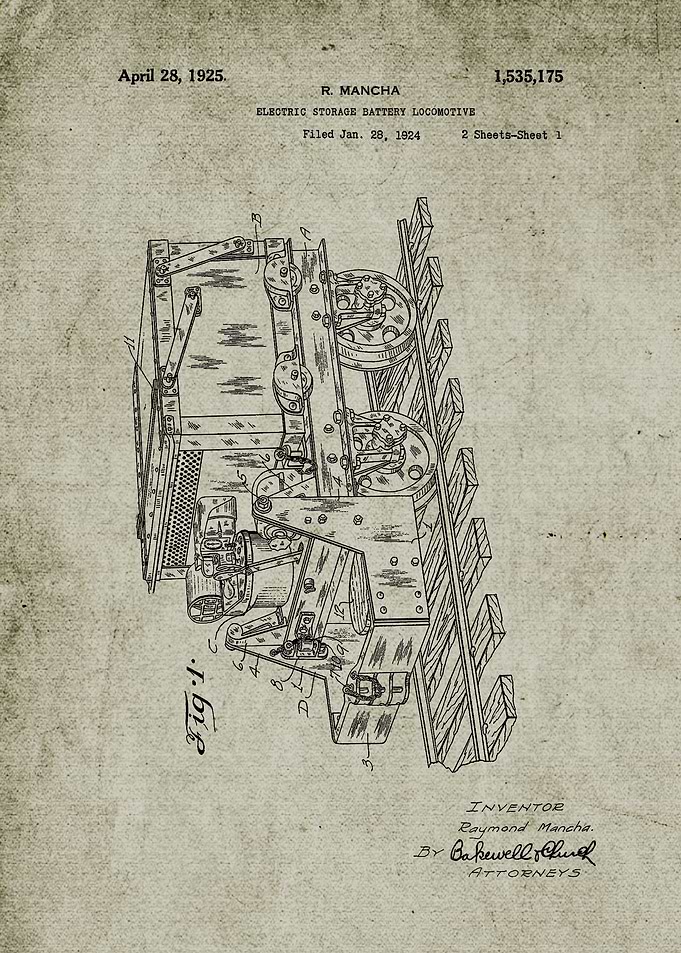 1924 Electric Storage Battery Locomotive -Patent