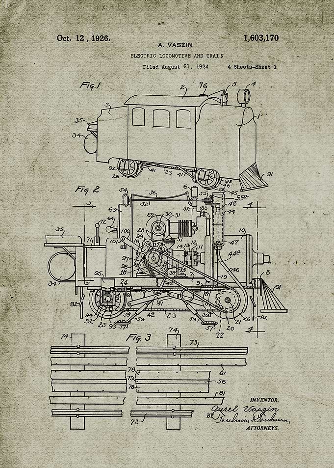 1924 Electric Locomotive and Train - Patent