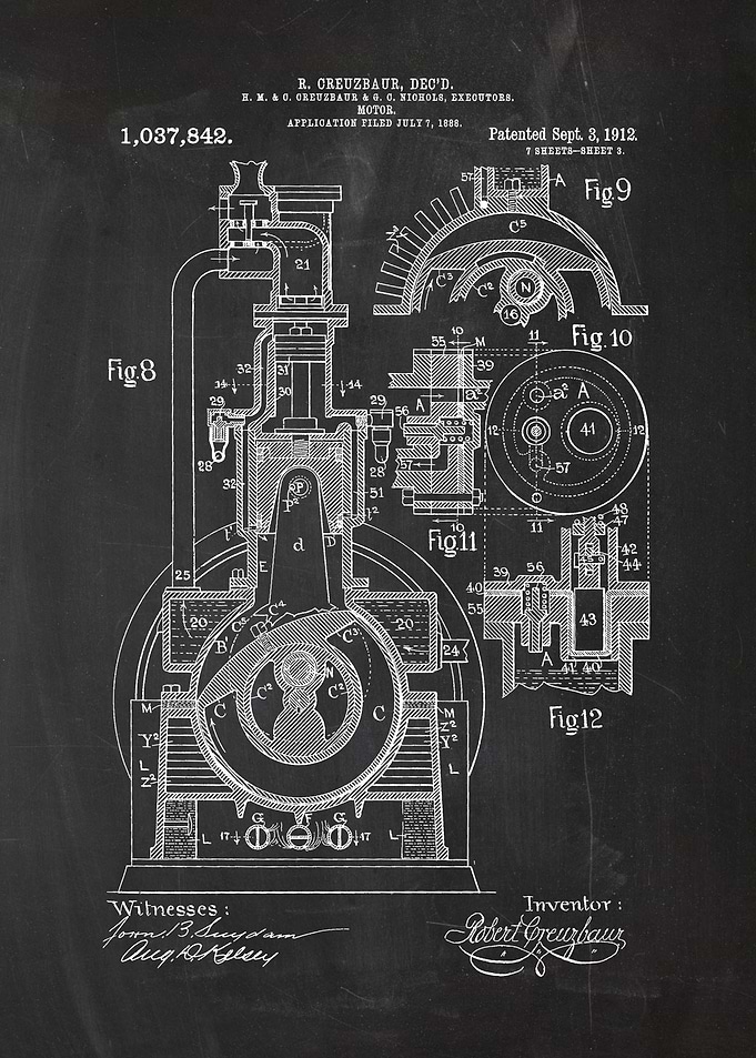 1888 Motor - Patent Drawing
