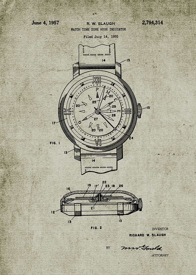 1955 Watch Time Zone Hour Indicator