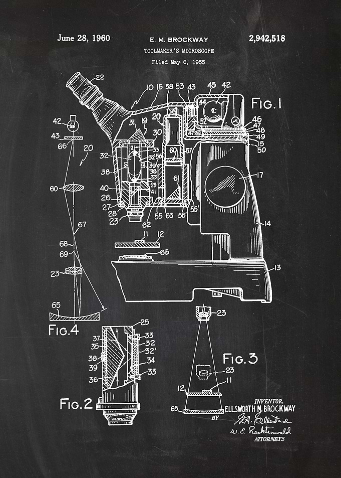 1955 Toolmaker's Microscope - Patent Drawing