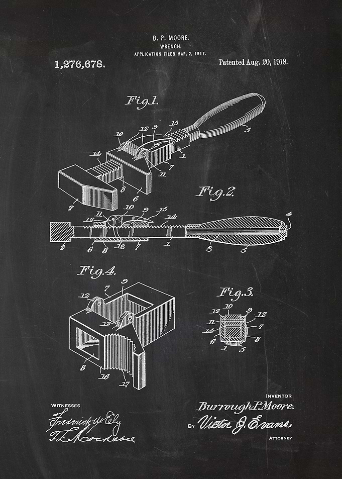 1917 Wrench - Patent Drawing