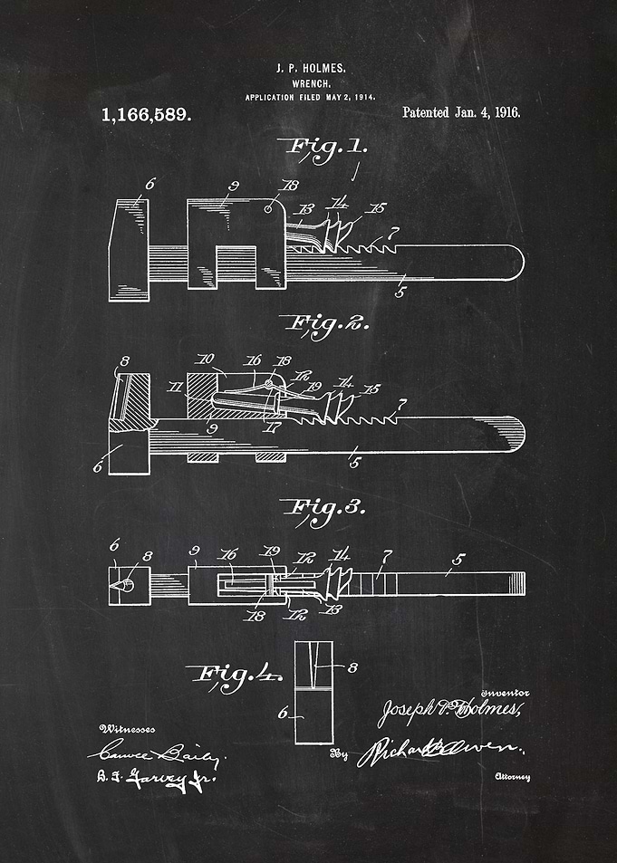 1914 Wrench - Patent Drawing