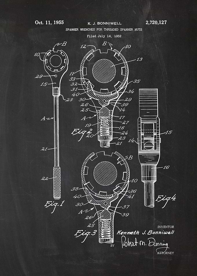 1952 Spanner Wrenches - Patent Drawing
