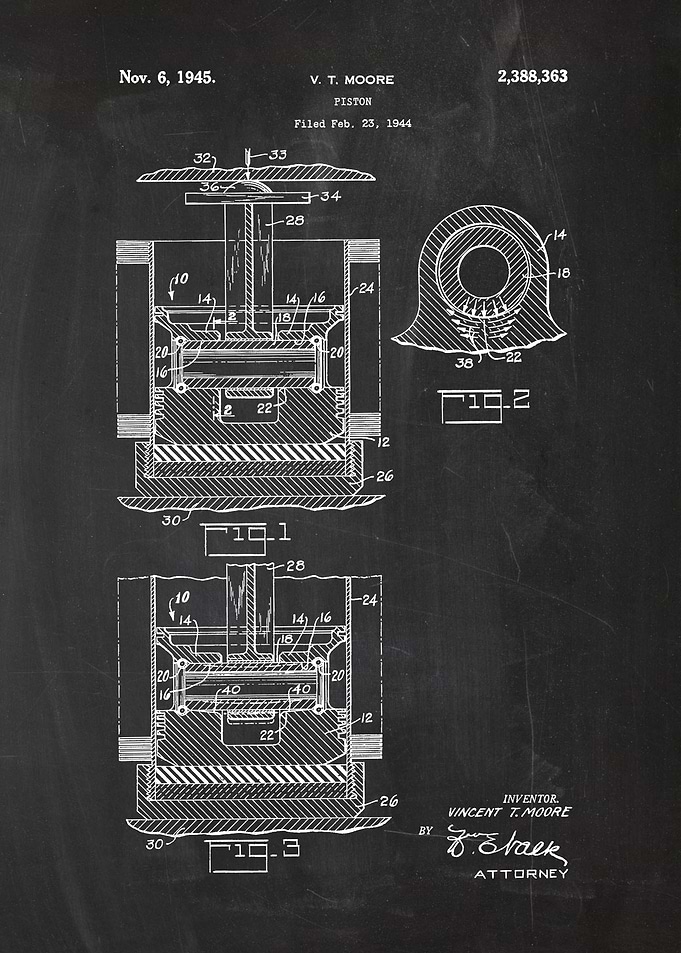 1944 Piston-Patent Drawing