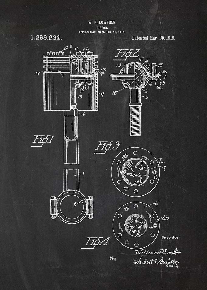 1919 Piston-Patent Drawing