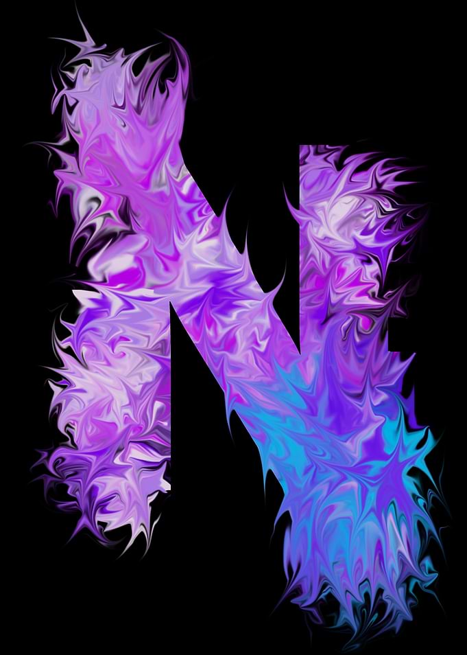N - pink, purple, blue