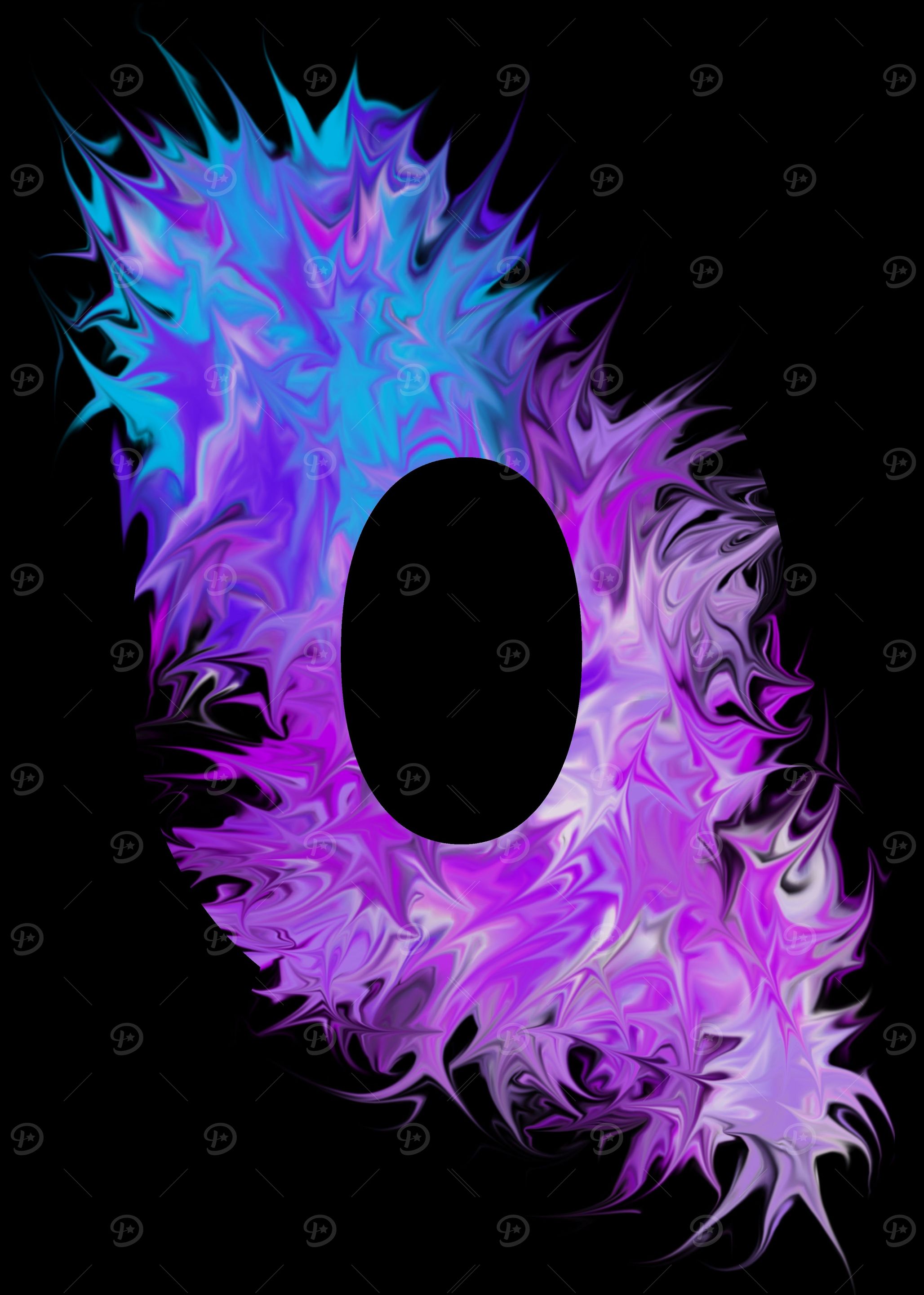 O - pink, purple, blue