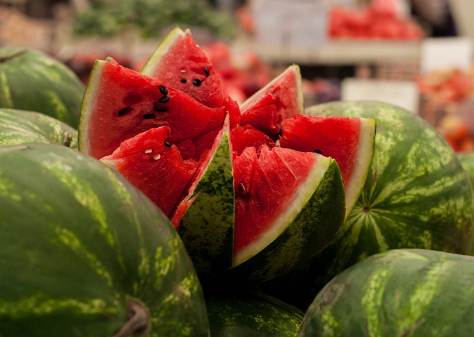 Watermelons on the market