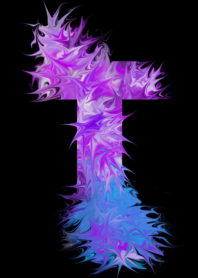 T - pink, purple, blue
