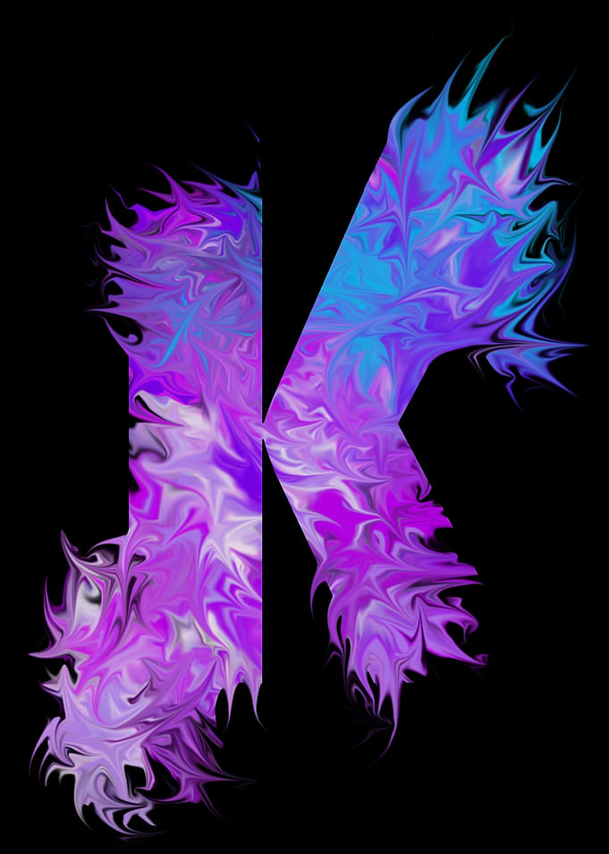 K - pink, purple, blue