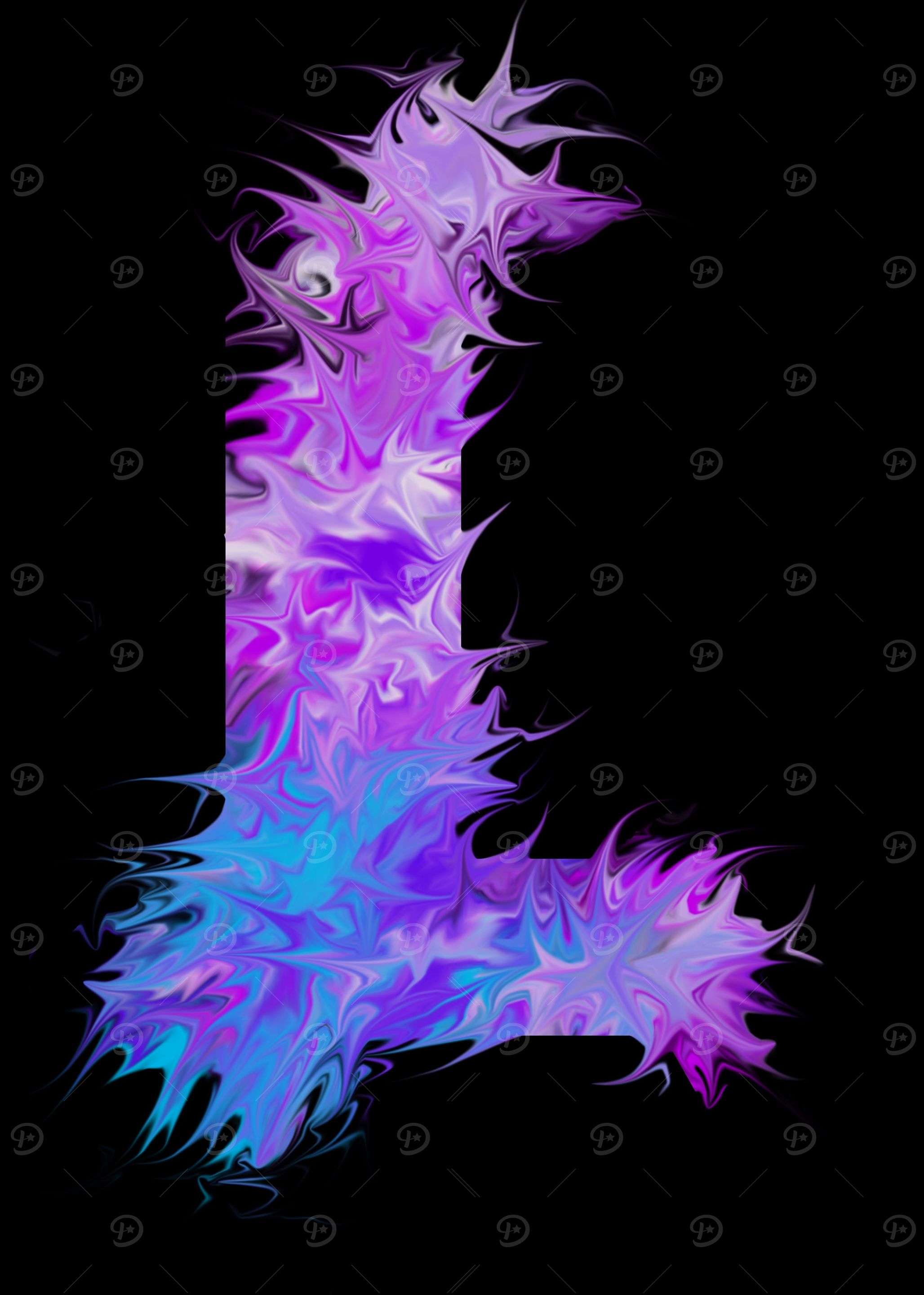 L - pink, purple, blue