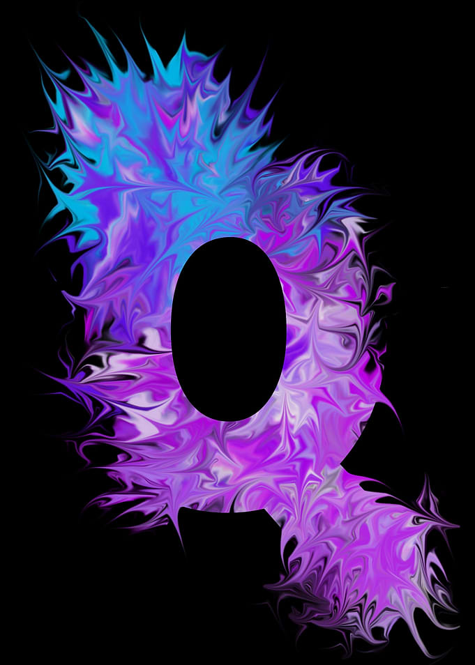 Q - pink, purple, blue