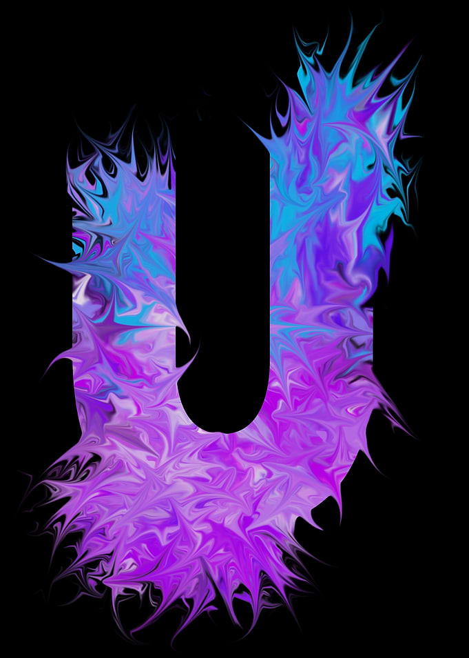 U - pink, purple, blue