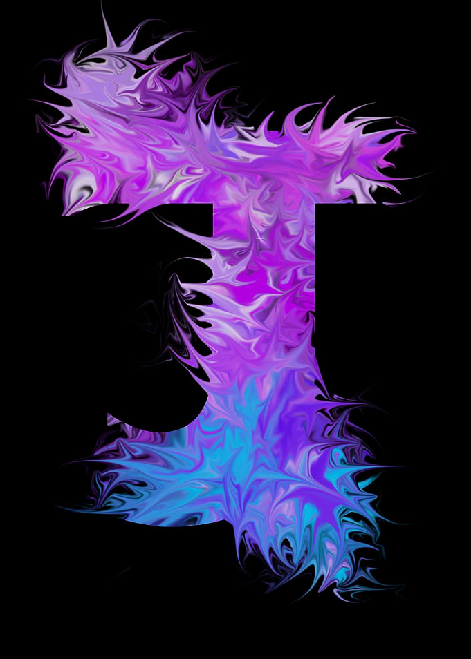 J - pink, purple, blue