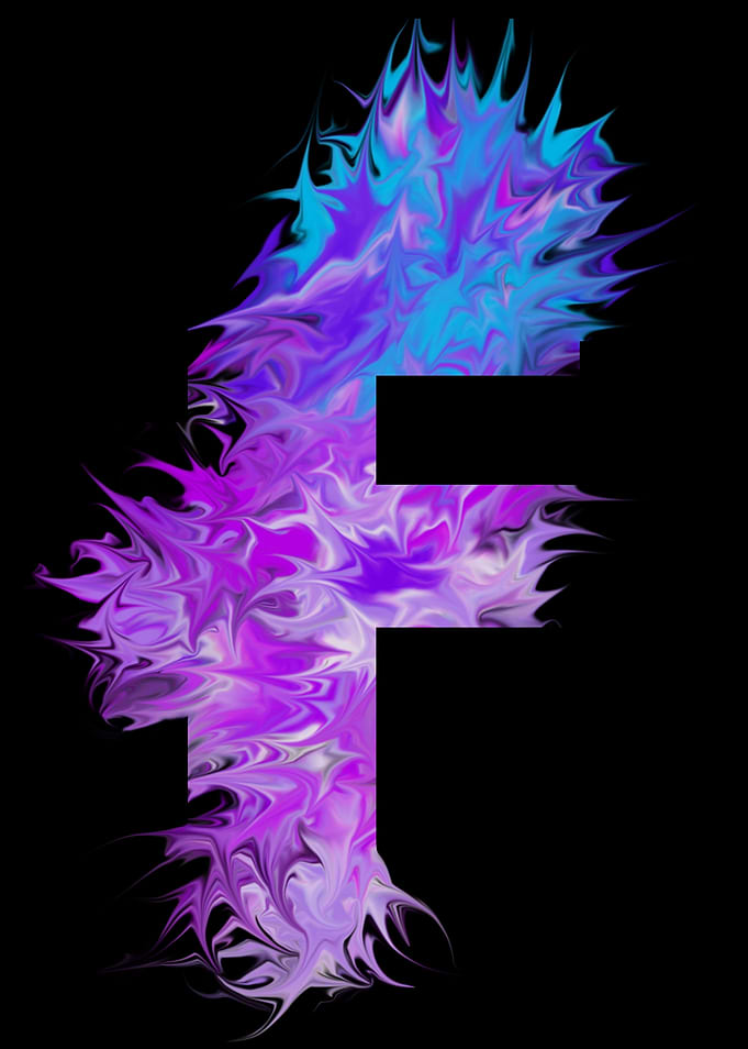 F - pink, purple, blue